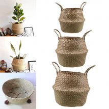 Panier de rangement en rotin fait à la main | Pliable, en osier et rotin, ventre de plantes, tissé naturel, Pot de fleurs, panier à linge