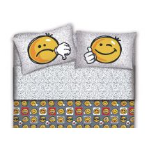 Copritrapunta coton fantaisie sourire simple gris