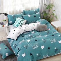 Ensemble de literie imprimé chat | 2/3 pièces/4 pièces, housse de couette, 1 housse de couette + 1 drap plat + 1/2 taies d'oreiller, double reine complète