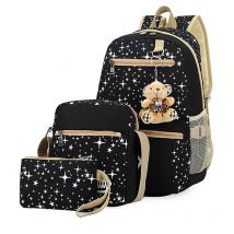 Sacs d'école pour filles, ensemble de 3 pièces, sac à dos imprimé étoile pour filles, cartable de voyage, Mochila