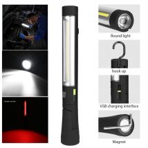 Lumières de travail COB + LED, rechargeables, lampe de travail mobile, torche magnétique Flexible, lampe d'inspection sans fil ^