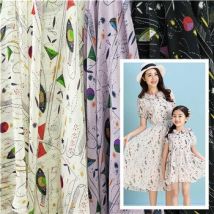 Été imprimé en mousseline de soie perle tissu robe d'été jupe de gaze florale légèrement transparent chemise tissu drapé good20200630304