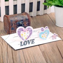 9 pièces/ensemble carte de voeux avec enveloppes or paillettes amour 3d Pop Up meilleurs voeux vierges merci cartes