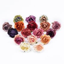 5 pièces soie rose tête mariage fleur mur décor à la maison accessoires guirlande de noël Scrapbook bricolage boîte fleurs artificielles pas cher