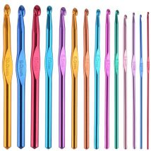 Aiguille à tricoter en laine oxyde d'aluminium | Aiguille à Crochet de couleur 2-10mm, artisanat bricolage, aiguille à coudre en laine pour de mère, 14 ensembles