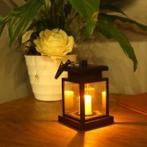 Lanterne suspendue, lampe de jardin solaire LED bougies sans flamme, lampe d'extérieur