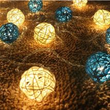 Batterie LED noël extérieur guirlande lumineuse 20 blanc bleu rotin boules mariage fée jardin chambre décor guirlande lumineuse