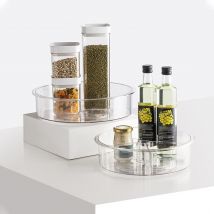 360 Rotation armoire organisateur 12 pouces boisson aux épices cosmétique stockage support PET Transparent plateau tournant pour cuisine salle de bain
