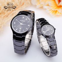 Hommes femmes céramique montres-bracelets noir blanc quartz aime hommes dames montre décontracté étanche montres diamant