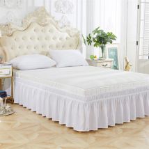 Tissu de propagation enroulé autour de la jupe de lit élastique bande lit volants ajustement facile facile à enlever résistant à la décoloration couleur unie jupes de lit