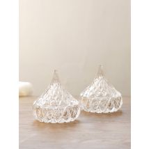 GH boîte de rangement de bijoux en verre | Petite boîte de rangement de bijoux, boîtes de lunettes, bague collier, déco ombre avec couvercle, motif de diamant, Imitation cristal