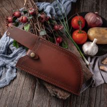 Fourreau en cuir pour couteau de cuisine en acier inoxydable forgé, couteaux chinois, couperet à viande, couteau de cuisine pour légumes