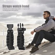 Bracelet de montre multi-fonction Paracord Bracelet montre intelligente Bracelet de remplacement Bracelet de survie en plein air tissé avec sifflet