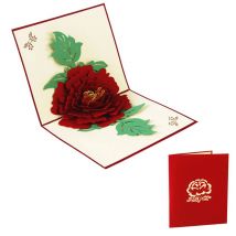 Cartes de vœux en 3D, pivoine, anniversaire, saint-valentin, fête des mères, noël