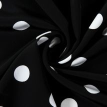 Robe en mousseline de soie à pois, tissu noir et blanc doux, au mètre