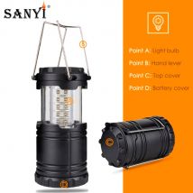 Lanterne pliable à 30 LED, Portable, résistante à l'eau, luminaire d'extérieur, idéal pour un Camping ou une tente