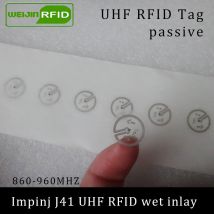 Étiquette autocollante RFID UHF J41, étiquette adhésive intelligente RFID passive incrustée humide, 915/900/868/860 mhz-960mhz, EPCC1G2 6C