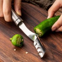 Jalapeno manche de semoir à poivre | En acier inoxydable, carottier à bord dentelé, outils utiles pour les légumes