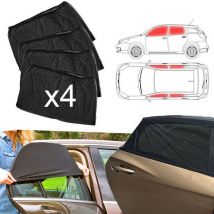 AOZBZ-pare-soleil en maille | noir, 4 pièces, bouclier UV pour voiture avant fenêtre arrière, protecteur de pare-soleil, rideau de fenêtre automobile