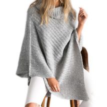 printemps et automne tricots femmes col roulé irrégulier pull chauve-souris pull châle pull femmes pull
