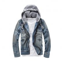 à capuche hommes Denim veste coupe ajustée jeans décontractés manteau hommes détachable sweats à capuche Autunm coupe-vent lavé vêtements d'extérieur Streetwear