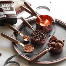 Tasses à mesurer plaquées or Rose noyer noir cruches à mesurer café sucre Scoop avec manche en bois gâteau cuisine outils de cuisson