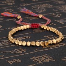 Perles de cuivre de coton tressées bouddhistes tibétaines faites à la main Bracelet de corde chanceux Bracelets pour femmes hommes fil Bracelets bijoux B-F