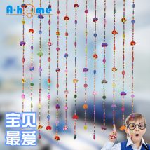Rideau de porte en perles de bois, mignon, coloré, suspendu, pour séparation, décoration de chambre d&#39;enfants, jardin d&#39;enfants