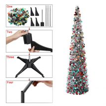 1.5m bricolage Sequin arbre de noël Popup pliable Tinsel artificiel arbre de noël avec support décorations de noël arbres