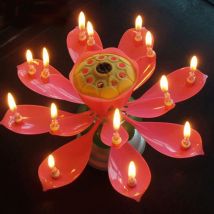 Bougie fleur de Lotus de style Musical romantique | Bougie de , artistique joyeux anniversaire, bougies lumineuses de fête, décoration de gâteau pour enfants, bricolage