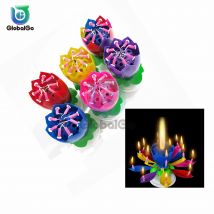 Bougies de couleur fleur de Lotus musicale 6 pièces/lot, pivotantes joyeux anniversaire fête d'anniversaire mariage décoration de la maison
