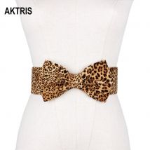 AKTRIS dames femme motif léopard cravate robe grand papillon taille élasticité taille lâche ceinture ceinture femmes FCO216