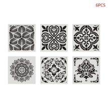 6 pièces/ensemble Mandala pochoir peinture murale bricolage dessin modèle règle pour carrelage X6HB