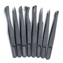 Pince à épiler à sourcils en plastique noir Extensions de cils pince à épiler de précision antistatique avec outil de manucure à pointe Fine