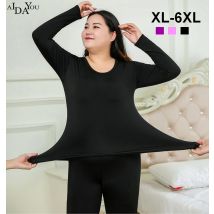 Ensembles De pyjama Grande Taille 6xl hiver Femmes Polaire thermique Ensemble De Sous-Vêtements Féminins Bonne Élasticité doux Long Johns ouc053