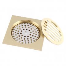 Drain de sol carré en laiton 4x4 pouces | Grille de déchets de douche de salle de bains avec passoire amovible pour évier