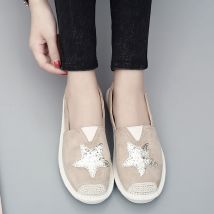 Femmes chaussures plates en daim sans lacet chaussures plates dames paillettes décontracté paresseux mocassins printemps automne femme doux chaussures confortables
