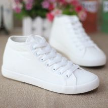 Baskets printemps de pour femmes, chaussures montantes en toile, blanches, à la coréenne,