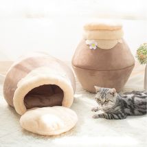 Sac de couchage pour chien chat 3 façons | Lit pour chat en forme de Pot, tente d'hiver chaude, maison pour animal domestique, nid de chat avec tapis à coussin détachable pour chien