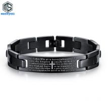 Bracelet noir Bible Mantra pour hommes | Croix Mantra, Simple, Cool libre, personnalité, tendance, meilleur choix, Vintage