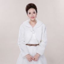À lacets en fausse fourrure pour femme, châle à manches longues, col à revers, pompon de boule, robe blanche, Pashmina, fête de mariage de mariée