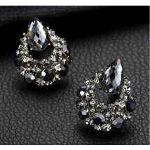 BYSPT boucles d'oreilles goutte d'eau de luxe boucles d'oreilles ovales en cristal gris pour les femmes Piercing bijoux boucles d'oreilles goutte d'eau
