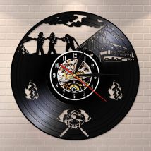 Montre murale en vinyle pour service du feu | Casier mural, montre moderne et Vintage de sauvetage de feu, Silhouette de, montre murale
