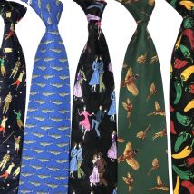 Cravates de Golf pour hommes, 10CM, guitare imprimée de dauphin, cravates larges, Hombre Gravata, classiques, mariage d'affaires