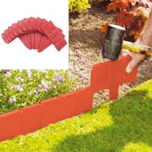 Clôture de jardin plastique en forme de pierre | Pliable, bordure plante à bordure de pelouse, bricolage, palissade de pelouse, Orange, 20 pièces