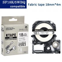 L'ICJD 2 pièces Compatible SF18K LTC18-8 Tissu thermocollant étiquette Bande POUR Epson/KingJim étiqueteuse 18MM Noir sur blanc LW300 LW400 LW700