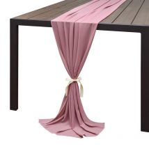 Long chemin de Table en mousseline de soie pour les Banquets de mariage, décoration de Table à la maison pour gâteaux (68*300cm)