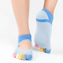 1 paire femme Yoga chaussettes Slip coton femmes Yoga chaussettes en cours d'exécution Fitness cinq doigts chaussettes Fitness coloré orteil complet