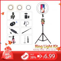 LED anneau lumière 16cm 26cm 5600K 64 LED s Selfie anneau lampe éclairage photographique avec trépied support pour téléphone prise USB Photo Studio