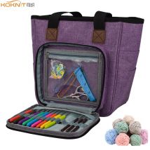 KOKNIT sac à tricoter bricolage | Sac de rangement pour fil, sac de rangement pour laine, crochets, aiguilles à tricoter, Kit de couture, sac de tricot pour femmes